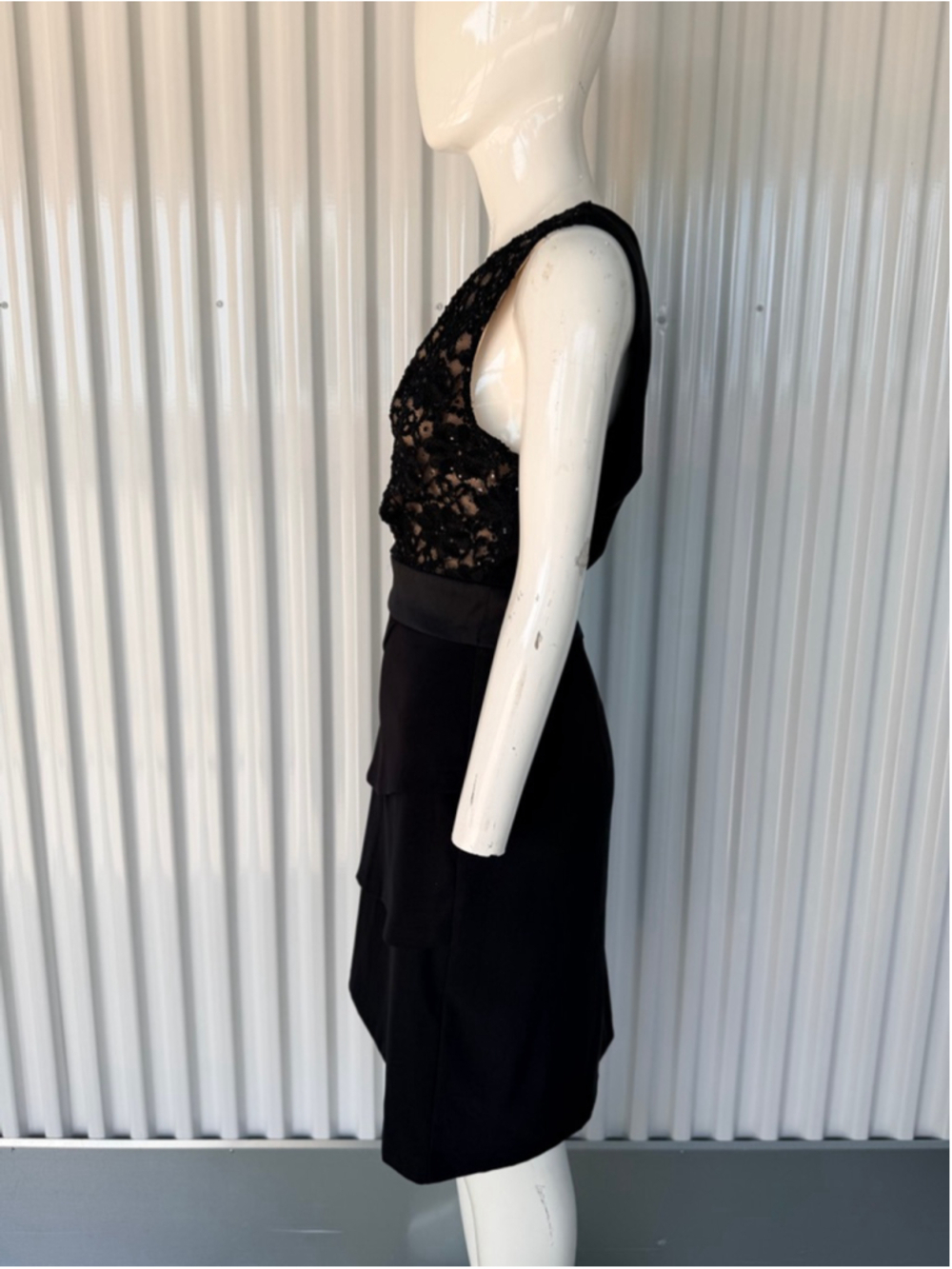 Women's Connected Apparel Black Lace Tiered Dress Size 14 - Picture 4 of 11